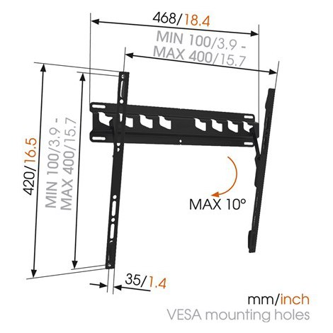 Vogels | Wall mount | MA3010-A1 | Tilt | 32-55 "" | Maximum weight (capacity) 40 kg | Black - 4